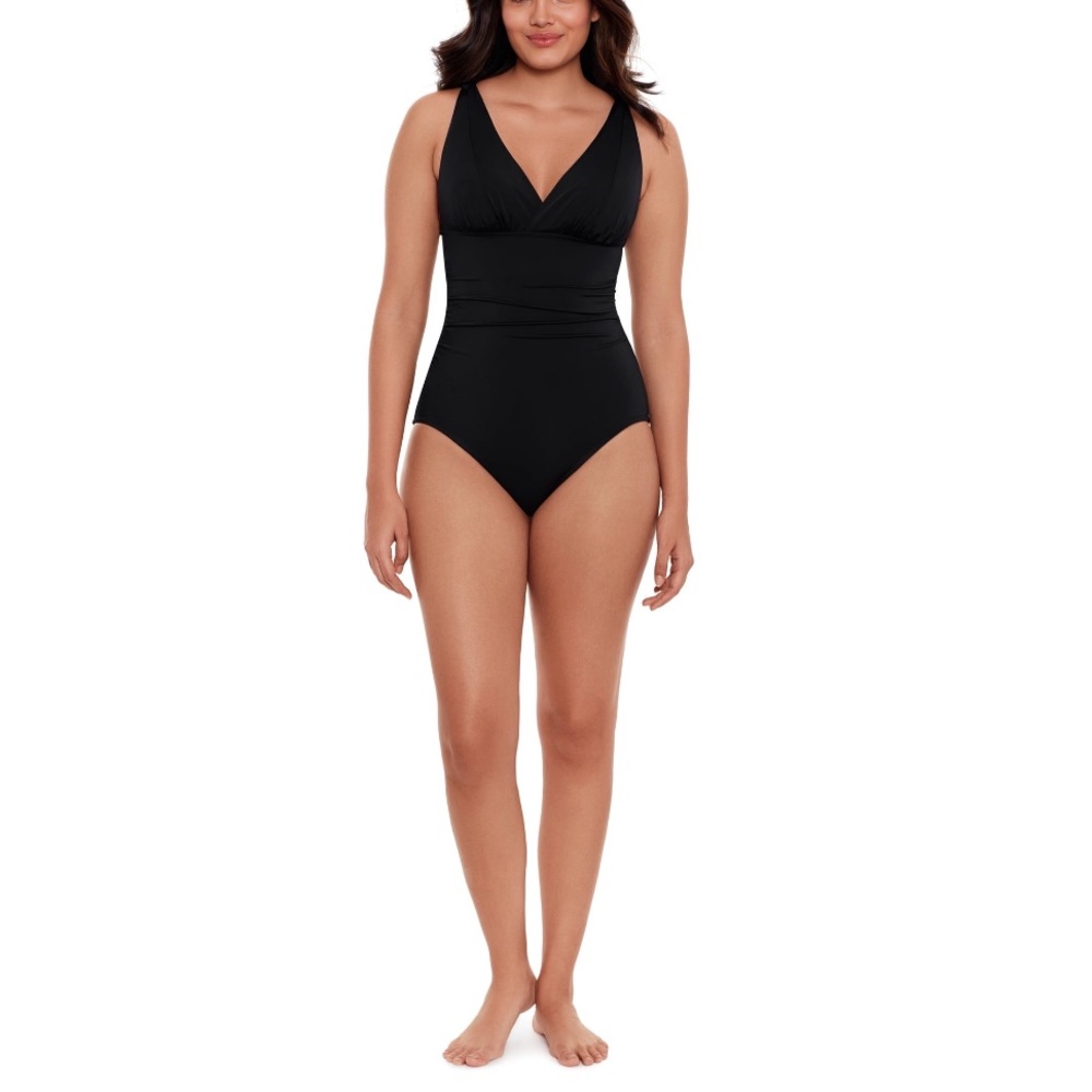 Time and Tru Modest Women's & Women’s Plus Black V Neck 1-PC Swimsuit M L XL 1X - Picture 5 of 13